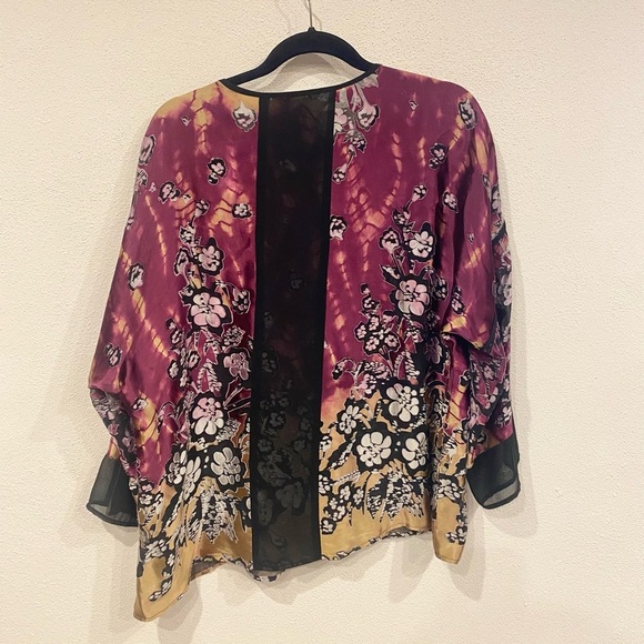 Citron Santa Monica Floral Burnout Top Size Large Petite EUC - Picture 5 of 5